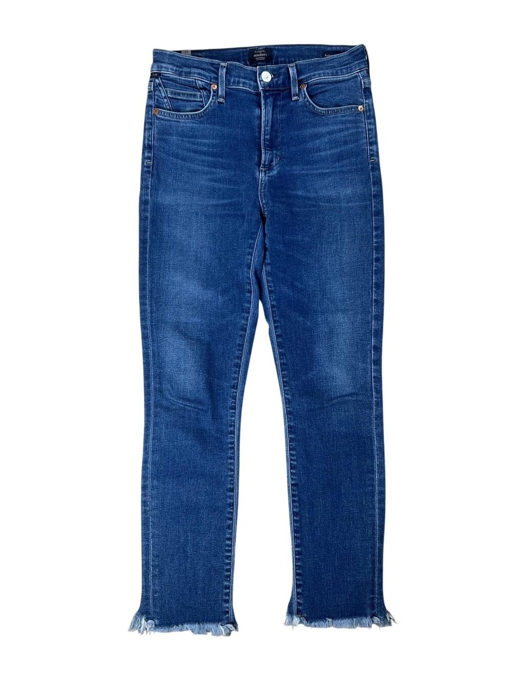 Citizens Of Humanity Pants Womens 27 Blue Cropped Denim Slim Frayed Hem
